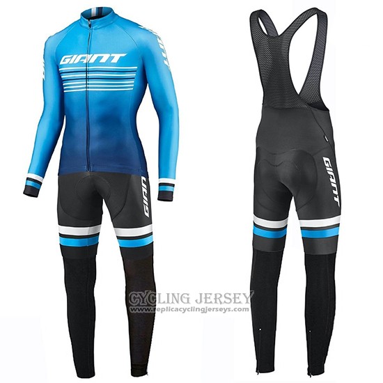 2019 Cycling Jersey Giant Race Day Blue Long Sleeve And Bib Tight
